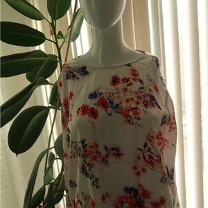 Philosophy White Sleeveless Floral Blouse